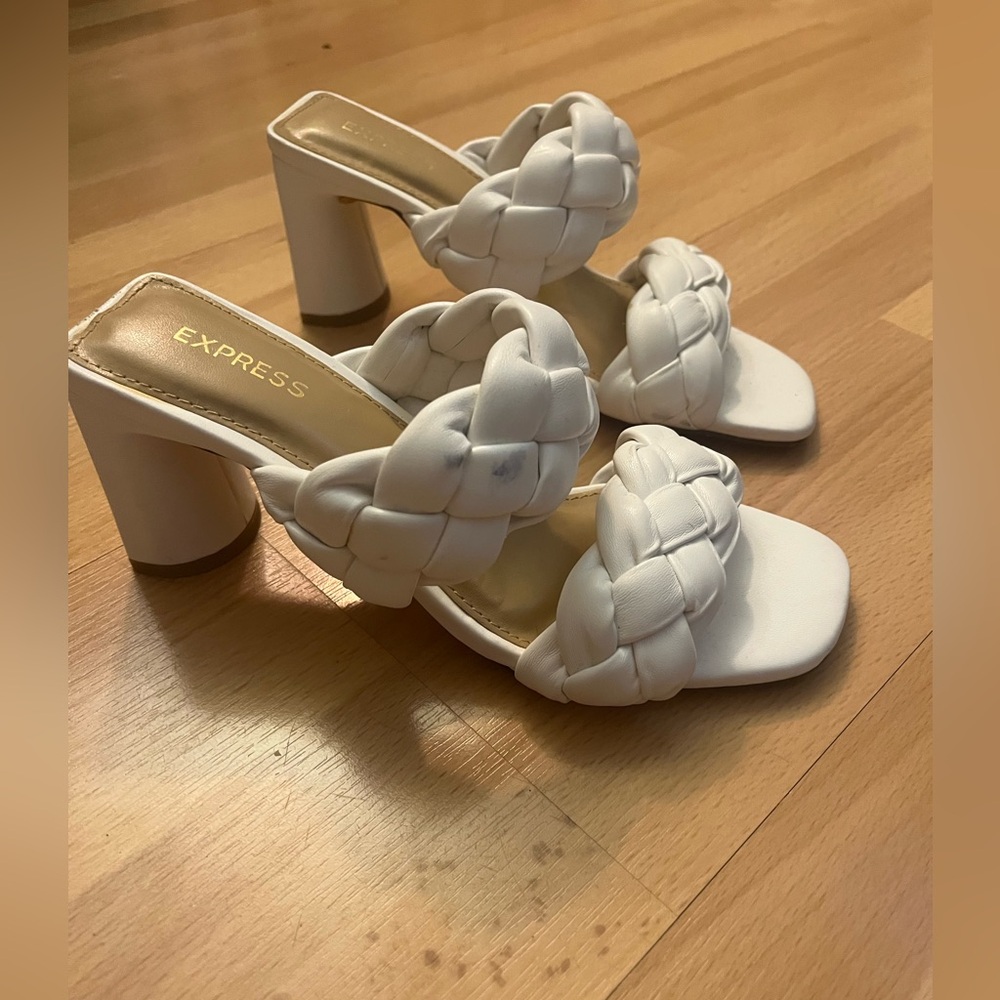 White Double Braided Heels